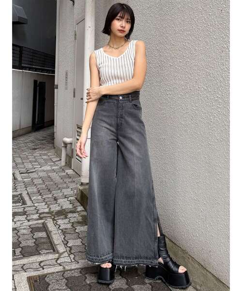 MURUA(ムルーア)の「ランダムガーターニットタンク 夏服(ニット/セーター・レディース・ホワイト/その他2/オレンジ/その他/ブラック・FREE)」の17枚目の写真