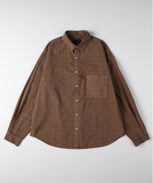 r*s様 back number バックナンバー　FJ ボードシャツ　ブラウン セール】【BACK NUMBER】製品染めブロード長袖シャツ (洗いざらし