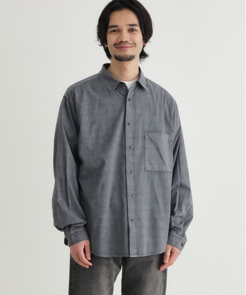 BACK NUMBER(バックナンバー)の「BACK NUMBER(バックナンバー)製品染めブロード長袖シャツ(シャツ/ブラウス・メンズ・ブラック/ブラウン/ブルー・M/L/XL/S)」の22枚目の写真