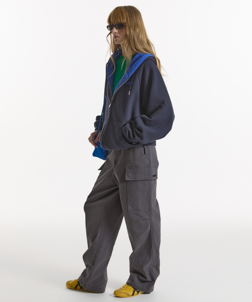 NOHANT（ノアン）の「WAFFLE LINED HOODED ZIP-UP JUMPER NAVY（パーカー・レディース・ネイビー・SMALL/MEDIUM/LARGE）」の6枚目の写真