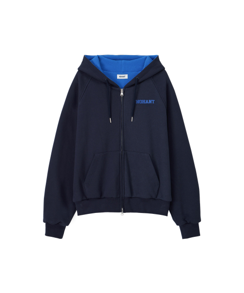 NOHANT（ノアン）の「WAFFLE LINED HOODED ZIP-UP JUMPER NAVY（パーカー・レディース・ネイビー・SMALL/MEDIUM/LARGE）」の8枚目の写真