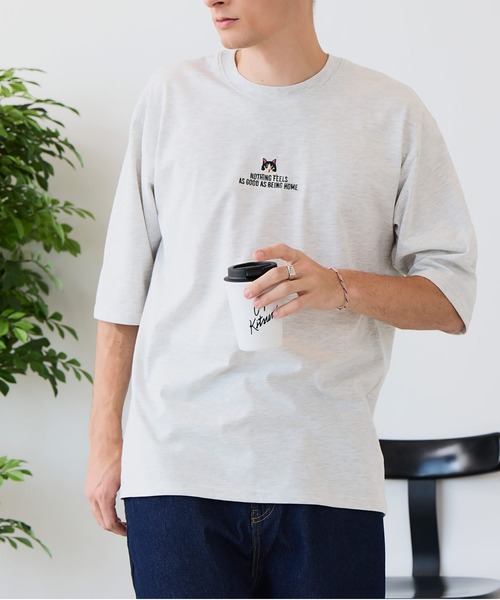 LB/S (エルビーエス)の「【ZERO STAIN/ゼロステイン】汗染みの目立ちにくいTシャツ ZEROSTAIN アニマルワンポイント刺繍オーバーサイズTシャツ 防汚 UVカット 綿タッチ・厚手(Tシャツ/カットソー・メンズ・ブラック系その他3/ホワイト系その他2/ブラック系その他2/ブルー系その他/ベージュ系その他/ホワイト系その他3・X-LARGE/LARGE/MEDIUM)」の5枚目の写真