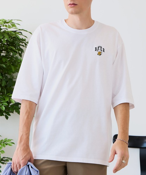 LB/S (エルビーエス)の「【ZERO STAIN/ゼロステイン】汗染みの目立ちにくいTシャツ ZEROSTAIN アニマルワンポイント刺繍オーバーサイズTシャツ 防汚 UVカット 綿タッチ・厚手(Tシャツ/カットソー・メンズ・ブラック系その他3/ホワイト系その他2/ブラック系その他2/ブルー系その他/ベージュ系その他/ホワイト系その他3・X-LARGE/LARGE/MEDIUM)」の1枚目の写真