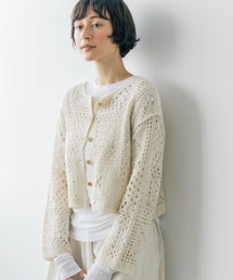 studio CLIP（スタディオクリップ）の「《natural by clip》ダブルフロントクロシェ風ニットカーディガン（カーディガン/ボレロ）」
