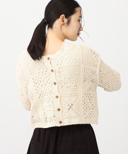studio CLIP（スタディオクリップ）の「《natural by clip》ダブルフロントクロシェ風ニットカーディガン（カーディガン/ボレロ・レディース・アイボリー/ブラック・FREE）」の20枚目の写真