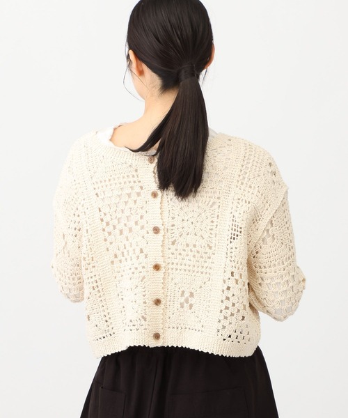 studio CLIP（スタディオクリップ）の「《natural by clip》ダブルフロントクロシェ風ニットカーディガン（カーディガン/ボレロ・レディース・アイボリー/ブラック・FREE）」の21枚目の写真