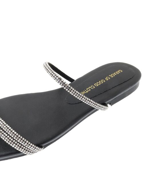 GARAGE OF GOOD CLOTHING(ガレージオブグッドクロージング)の「ラインストーンナローコードフラットサンダル(サンダル・レディース・ホワイト/ブラック・S/M)」の13枚目の写真