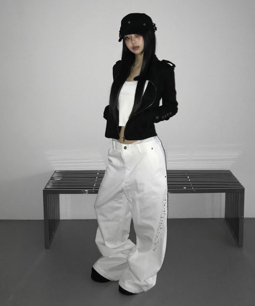 THEAIRTOWN(ジエアタウン)の「shinning cotton wide slacks(その他パンツ・レディース・ブラック/ホワイト・FREE)」の11枚目の写真