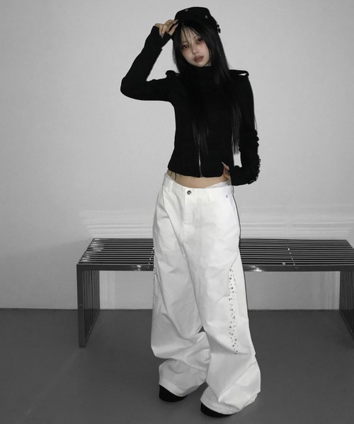 THEAIRTOWN(ジエアタウン)の「shinning cotton wide slacks(その他パンツ・レディース・ブラック/ホワイト・FREE)」の16枚目の写真
