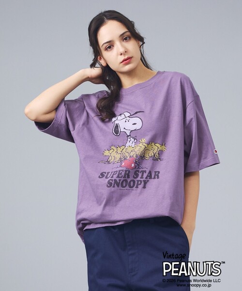 FRUIT OF THE LOOM(フルーツオブザルーム)の「【FRUIT OF THE LOOM / フルーツオブザルーム】スヌーピー ピーナッツ コラボ 半袖Tシャツ / ユニセックス(Tシャツ/カットソー・メンズ・ピンク/サックスブルー/アイボリー/パープル・L/M)」の4枚目の写真