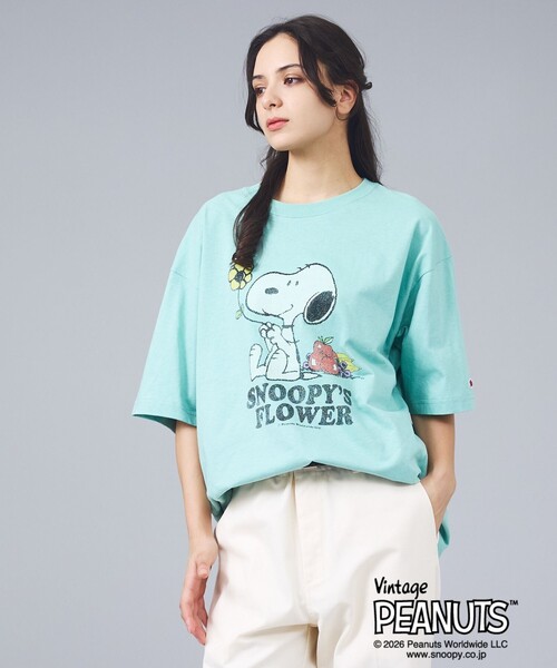 FRUIT OF THE LOOM(フルーツオブザルーム)の「【FRUIT OF THE LOOM / フルーツオブザルーム】スヌーピー ピーナッツ コラボ 半袖Tシャツ / ユニセックス(Tシャツ/カットソー・メンズ・ピンク/サックスブルー/アイボリー/パープル・L/M)」の3枚目の写真