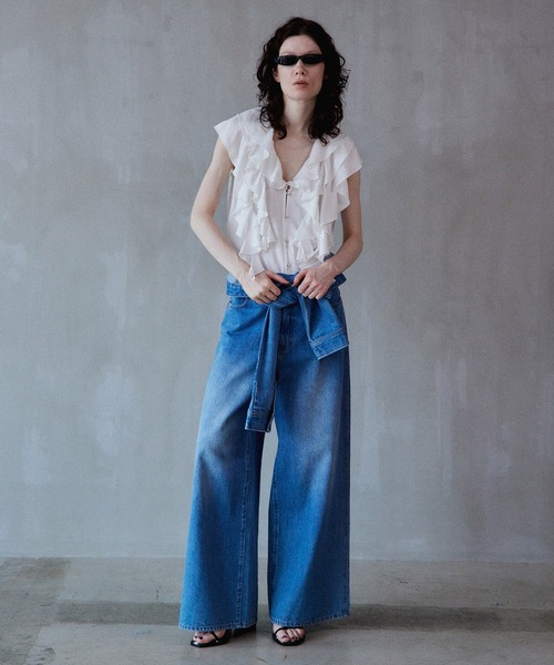 2WAY High-Waist Wide Denim/2WAYハイウエストワイドデニム（デニム