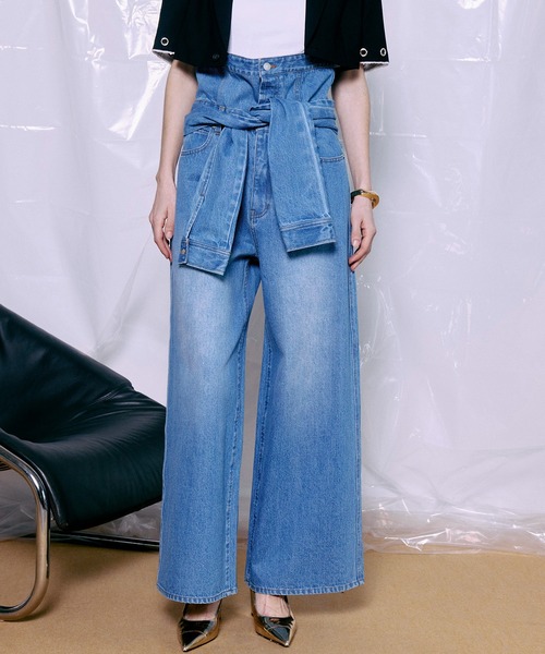 MAISON SPECIAL(メゾンスペシャル)の「2WAY High-Waist Wide Denim/2WAYハイウエストワイドデニム(デニムパンツ・レディース・ブルー/ブラック・36/38)」の7枚目の写真