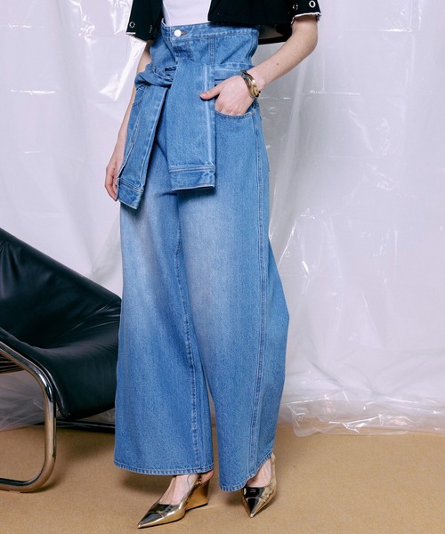 MAISON SPECIAL(メゾンスペシャル)の「2WAY High-Waist Wide Denim/2WAYハイウエストワイドデニム(デニムパンツ・レディース・ブルー/ブラック・36/38)」の8枚目の写真