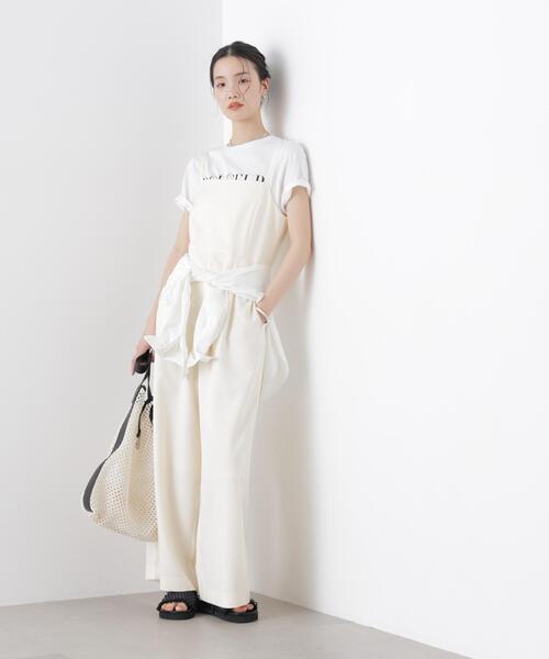 NANO universe（ナノユニバース）の「キャミソールワイドサロペットパンツ(セットアップ可)（サロペット/オーバーオール・レディース・チャコール/アイボリー/ベージュ・FREE）」の3枚目の写真