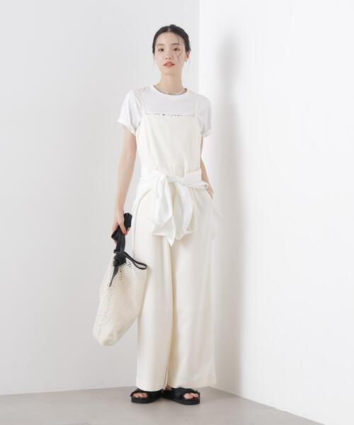 NANO universe（ナノユニバース）の「キャミソールワイドサロペットパンツ(セットアップ可)（サロペット/オーバーオール・レディース・チャコール/アイボリー/ベージュ・FREE）」の4枚目の写真