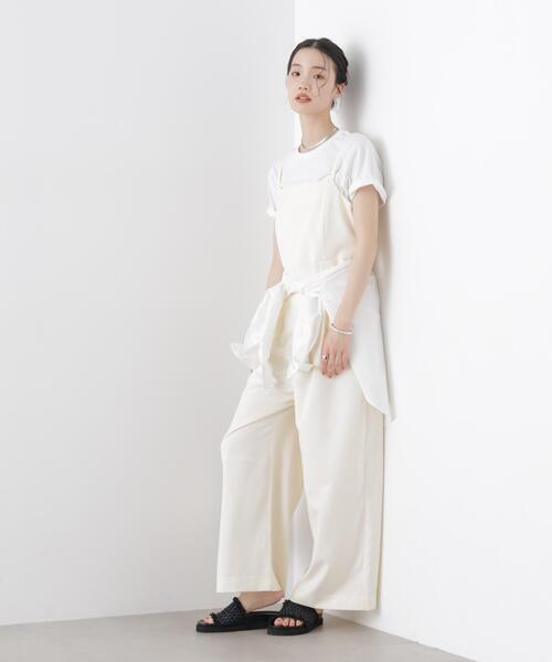 NANO universe（ナノユニバース）の「キャミソールワイドサロペットパンツ(セットアップ可)（サロペット/オーバーオール・レディース・チャコール/アイボリー/ベージュ・FREE）」の5枚目の写真