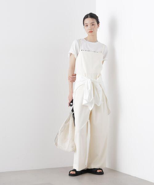 NANO universe（ナノユニバース）の「キャミソールワイドサロペットパンツ(セットアップ可)（サロペット/オーバーオール・レディース・チャコール/アイボリー/ベージュ・FREE）」の6枚目の写真