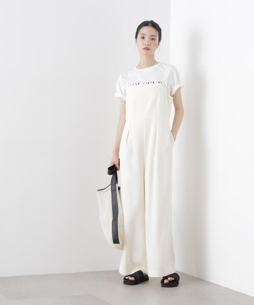 NANO universe（ナノユニバース）の「キャミソールワイドサロペットパンツ(セットアップ可)（サロペット/オーバーオール・レディース・チャコール/アイボリー/ベージュ・FREE）」の8枚目の写真