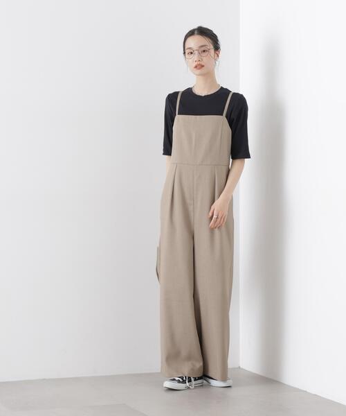 NANO universe（ナノユニバース）の「キャミソールワイドサロペットパンツ(セットアップ可)（サロペット/オーバーオール・レディース・チャコール/アイボリー/ベージュ・FREE）」の12枚目の写真
