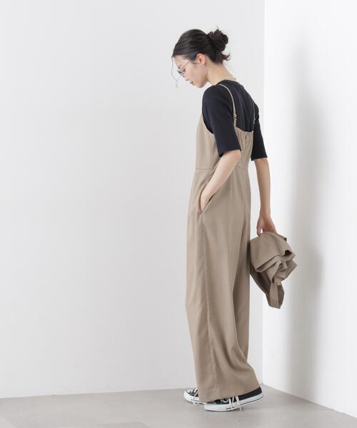 NANO universe（ナノユニバース）の「キャミソールワイドサロペットパンツ(セットアップ可)（サロペット/オーバーオール・レディース・チャコール/アイボリー/ベージュ・FREE）」の13枚目の写真
