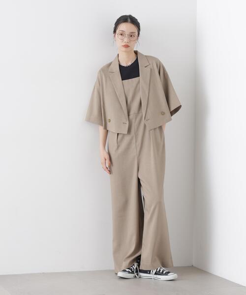 NANO universe（ナノユニバース）の「キャミソールワイドサロペットパンツ(セットアップ可)（サロペット/オーバーオール・レディース・チャコール/アイボリー/ベージュ・FREE）」の15枚目の写真