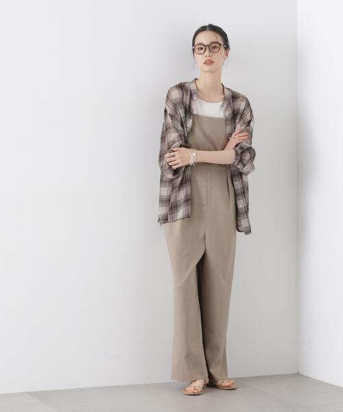 NANO universe（ナノユニバース）の「キャミソールワイドサロペットパンツ(セットアップ可)（サロペット/オーバーオール・レディース・チャコール/アイボリー/ベージュ・FREE）」の18枚目の写真