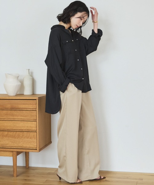 Doux archives(ドゥアルシーヴ)の「ウォッシャブルセンタープレスパンツ(スラックス・レディース・ベージュ/ブラック・SMALL/MEDIUM)」の9枚目の写真