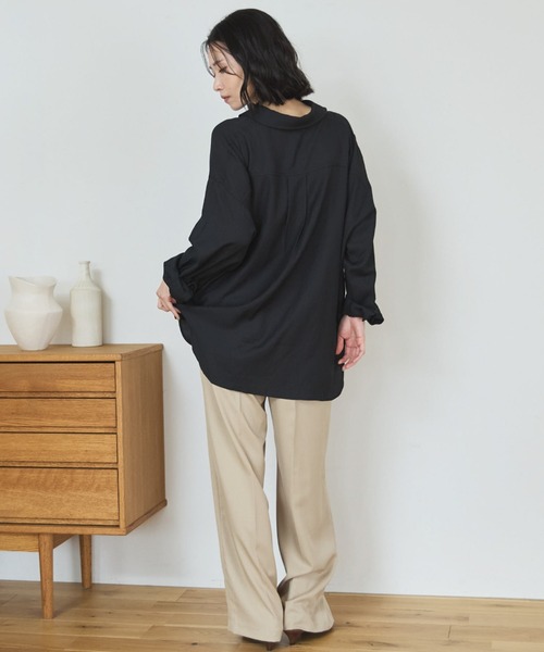 Doux archives(ドゥアルシーヴ)の「ウォッシャブルセンタープレスパンツ(スラックス・レディース・ベージュ/ブラック・SMALL/MEDIUM)」の10枚目の写真