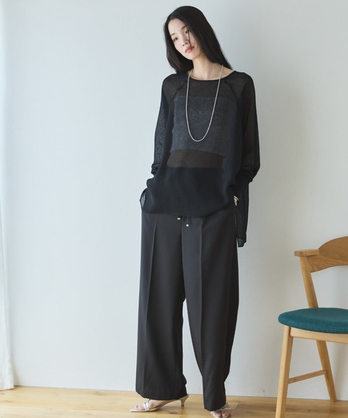 Doux archives(ドゥアルシーヴ)の「ウォッシャブルセンタープレスパンツ(スラックス・レディース・ベージュ/ブラック・SMALL/MEDIUM)」の19枚目の写真
