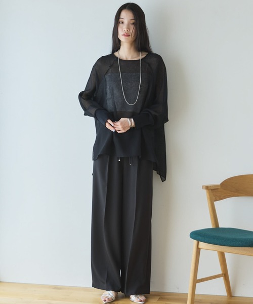 Doux archives(ドゥアルシーヴ)の「ウォッシャブルセンタープレスパンツ(スラックス・レディース・ベージュ/ブラック・SMALL/MEDIUM)」の20枚目の写真