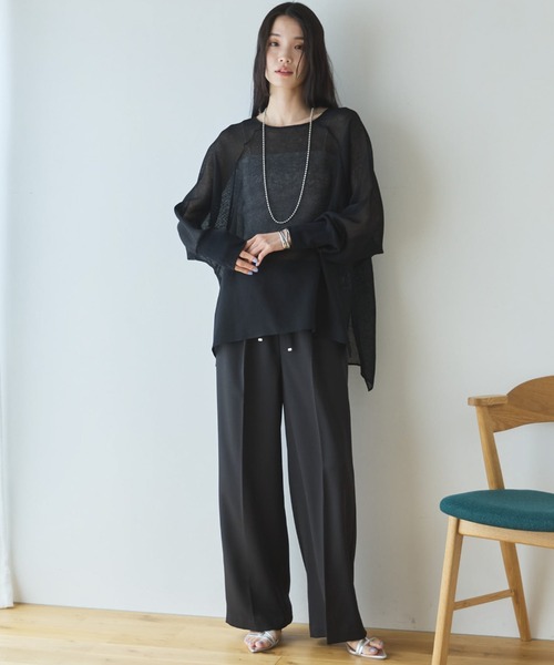 Doux archives(ドゥアルシーヴ)の「ウォッシャブルセンタープレスパンツ(スラックス・レディース・ベージュ/ブラック・SMALL/MEDIUM)」の21枚目の写真