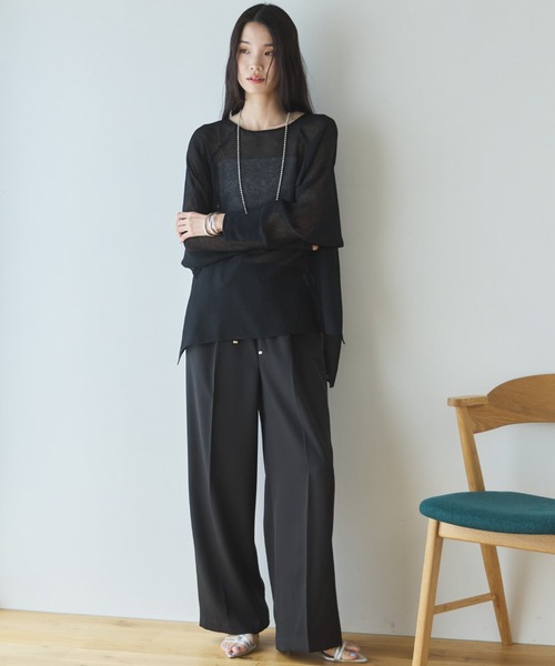 Doux archives(ドゥアルシーヴ)の「ウォッシャブルセンタープレスパンツ(スラックス・レディース・ベージュ/ブラック・SMALL/MEDIUM)」の22枚目の写真