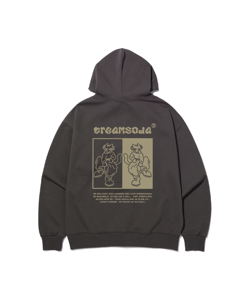 CREAM SODA LAB（クリームソーダラボ）の「ストリートドゥードゥルラインジップアップフード（パーカー・レディース・ブラック/グレー/チャコール・LARGE/X-LARGE）」の3枚目の写真