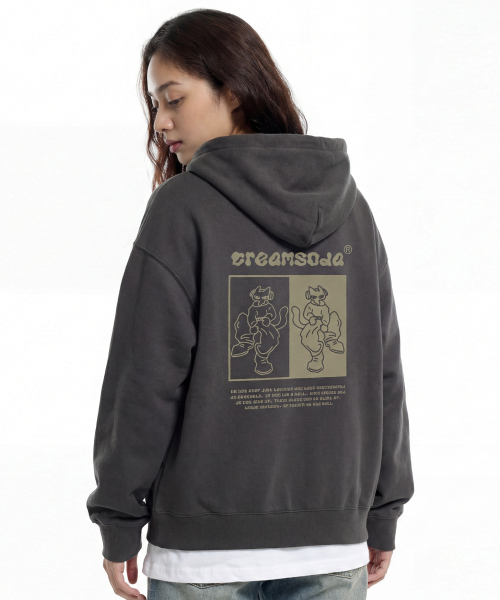 CREAM SODA LAB（クリームソーダラボ）の「ストリートドゥードゥルラインジップアップフード（パーカー・レディース・ブラック/グレー/チャコール・LARGE/X-LARGE）」の4枚目の写真