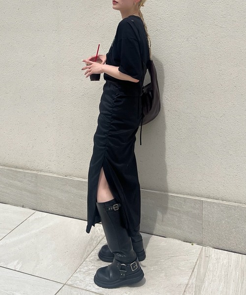 Ameri(アメリ)の「GATHER VEIL CAMI SKIRT(スカート・レディース・サックスブルー/ブラック・MEDIUM/SMALL)」の4枚目の写真