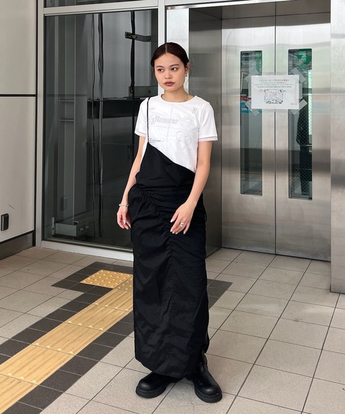 Ameri(アメリ)の「GATHER VEIL CAMI SKIRT(スカート・レディース・サックスブルー/ブラック・MEDIUM/SMALL)」の9枚目の写真