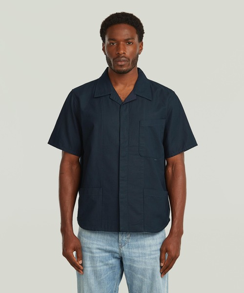 G-STAR(ジースター)の「Short sleeve utility overshirt/ミリタリーディテールマルチポケットショートスリーブシャツジャケット(シャツ/ブラウス・メンズ・ダークブルー・X-LARGE/SMALL/MEDIUM/LARGE/X-SMALL)」の1枚目の写真