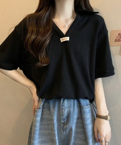 SallyLunn(サリーラン)の「【スポーティカジュアル】スキッパートップス(Tシャツ/カットソー・レディース・ホワイト/ブラック/ライトベージュ・MEDIUM/LARGE)」の11枚目の写真