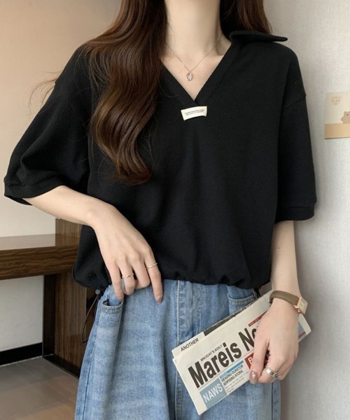 SallyLunn(サリーラン)の「【スポーティカジュアル】スキッパートップス(Tシャツ/カットソー・レディース・ホワイト/ブラック/ライトベージュ・MEDIUM/LARGE)」の12枚目の写真