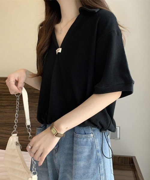 SallyLunn(サリーラン)の「【スポーティカジュアル】スキッパートップス(Tシャツ/カットソー・レディース・ホワイト/ブラック/ライトベージュ・MEDIUM/LARGE)」の13枚目の写真