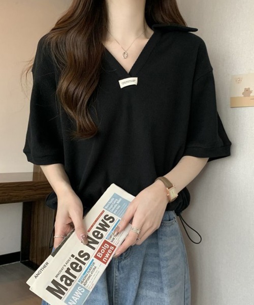 SallyLunn(サリーラン)の「【スポーティカジュアル】スキッパートップス(Tシャツ/カットソー・レディース・ホワイト/ブラック/ライトベージュ・MEDIUM/LARGE)」の16枚目の写真