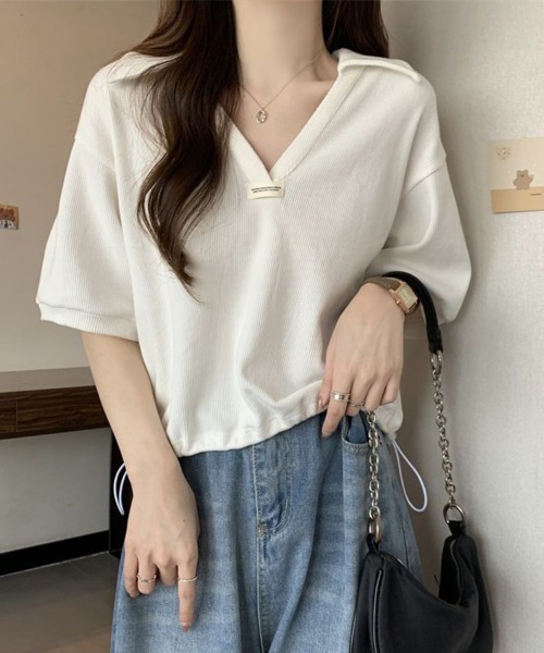 SallyLunn(サリーラン)の「【スポーティカジュアル】スキッパートップス(Tシャツ/カットソー・レディース・ホワイト/ブラック/ライトベージュ・MEDIUM/LARGE)」の17枚目の写真