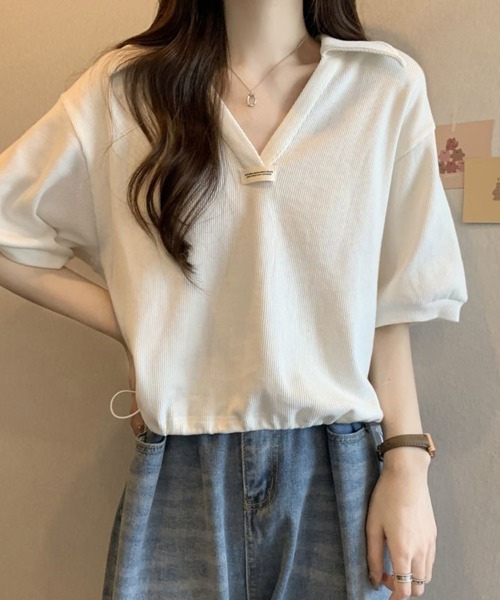 SallyLunn(サリーラン)の「【スポーティカジュアル】スキッパートップス(Tシャツ/カットソー・レディース・ホワイト/ブラック/ライトベージュ・MEDIUM/LARGE)」の18枚目の写真