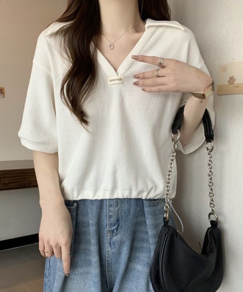 SallyLunn(サリーラン)の「【スポーティカジュアル】スキッパートップス(Tシャツ/カットソー・レディース・ホワイト/ブラック/ライトベージュ・MEDIUM/LARGE)」の19枚目の写真