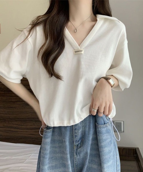 SallyLunn(サリーラン)の「【スポーティカジュアル】スキッパートップス(Tシャツ/カットソー・レディース・ホワイト/ブラック/ライトベージュ・MEDIUM/LARGE)」の20枚目の写真