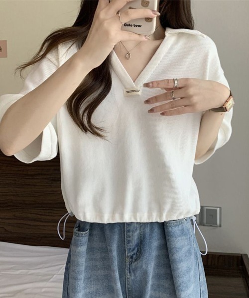 SallyLunn(サリーラン)の「【スポーティカジュアル】スキッパートップス(Tシャツ/カットソー・レディース・ホワイト/ブラック/ライトベージュ・MEDIUM/LARGE)」の21枚目の写真