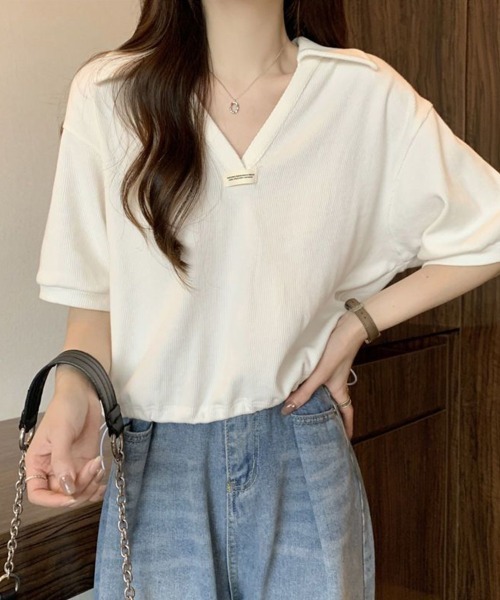 SallyLunn(サリーラン)の「【スポーティカジュアル】スキッパートップス(Tシャツ/カットソー・レディース・ホワイト/ブラック/ライトベージュ・MEDIUM/LARGE)」の22枚目の写真