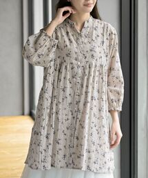 rps | 刺繍×花柄プリント７分袖シャツワンピース(シャツワンピース)