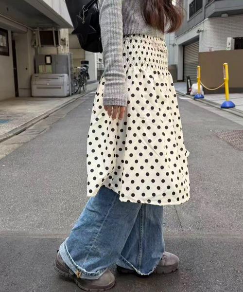 mebole(メボレ)の「シャーリングドットミディスカート(スカート・レディース・アイボリー・FREE)」の22枚目の写真